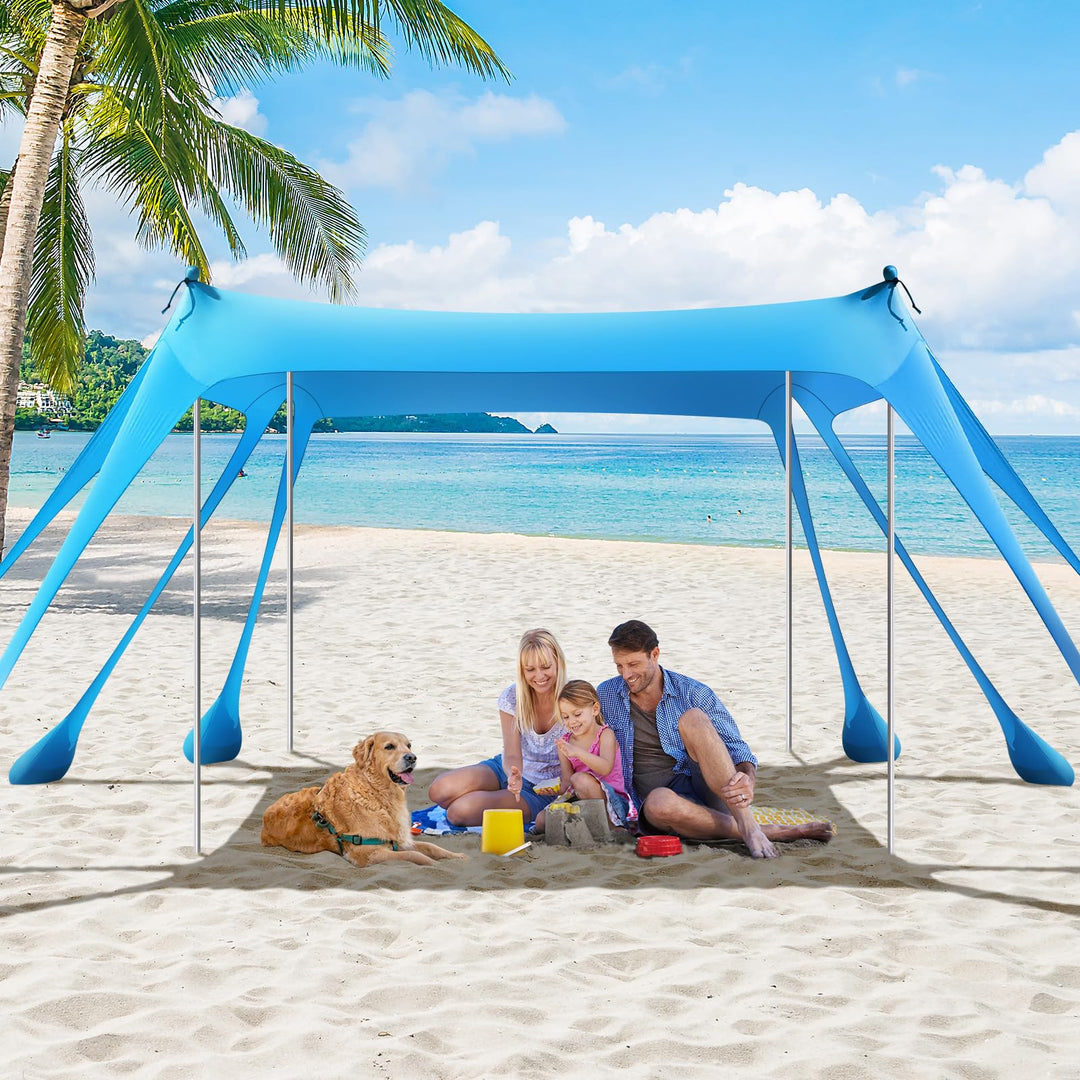 Rhino Valley Strandmuschel, Strandzelt Sonnenschutz UV 50+, Windschutz Strandzelt, Tragbar Sonnenseg