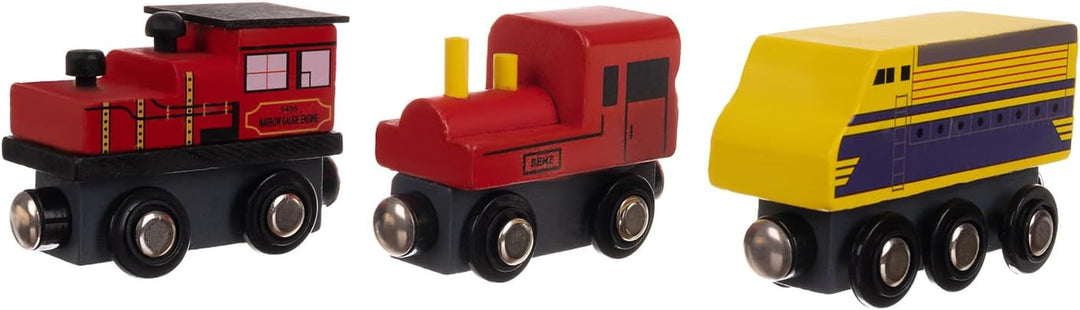 KRUZZEL Holzeisenbahn Set mit Organizer 3 Lokomotiven 9 Waggons Magneteisenbahn Montessori 23522