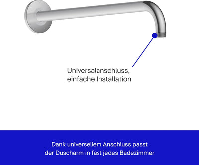 Duravit Universal Kopfbrausenset, Duscharm 410 mm, Duschkopf (Ø 250 mm), Kopfbrause rund, Armatur im