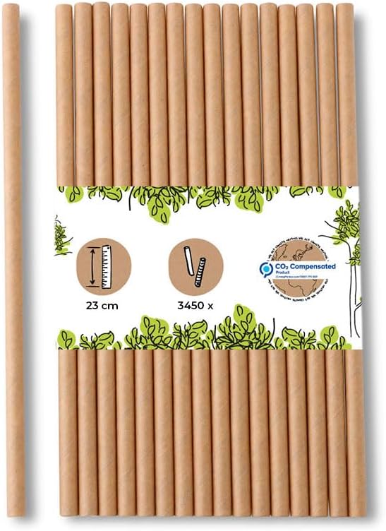 BIOZOYG Jumbo Papier Trinkhalme 23cm Strohhalm 8mm Ø I Trinkhalm biologisch abbaubar I braune Strohh