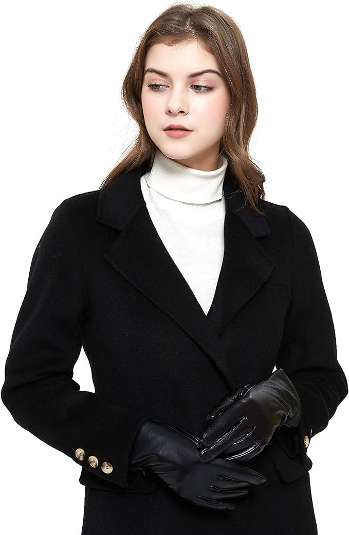 Damen Leder Handschuhe echtes Lammleder und mit Kaschmir Wolle gefütterte warme Winter Handschuhe X-