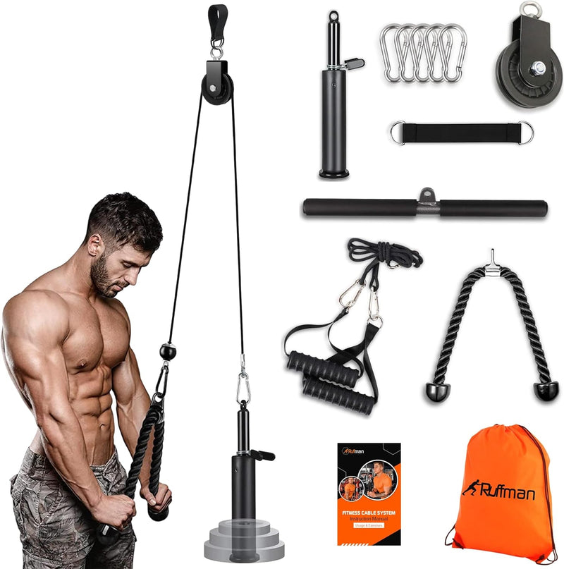 Ruffman Fitness Latzug - Gym Kabelzug Unterarmtrainer Arm-Krafttraining Trizeps Seil Gewicht Fitness