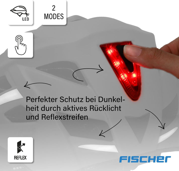 FISCHER Fahrradhelm, Radhelm, Cityhelm Urban Plus, mit integriertem LED-Rücklicht für Damen und Herr