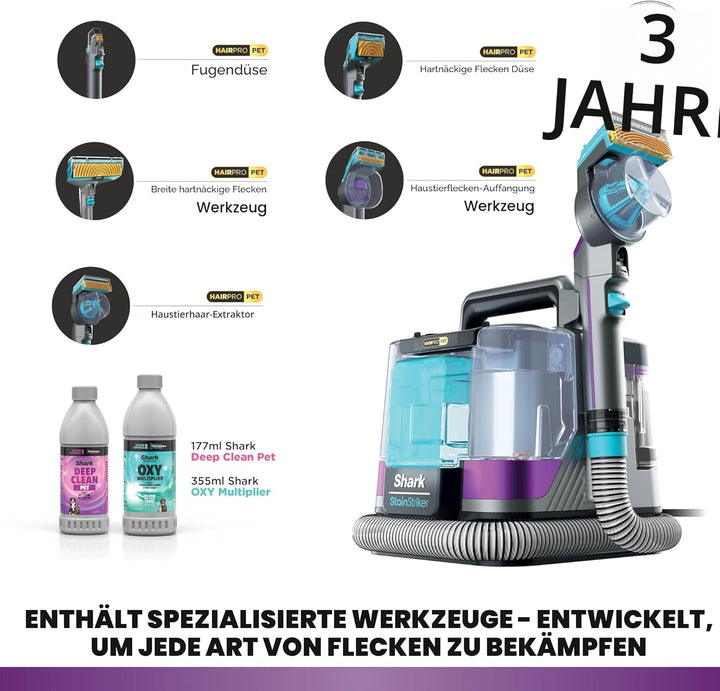Shark StainStriker HairPro Haustier-Fleckenreiniger, 450 W starke Saugkraft, Anti-Verstopfung, entfe