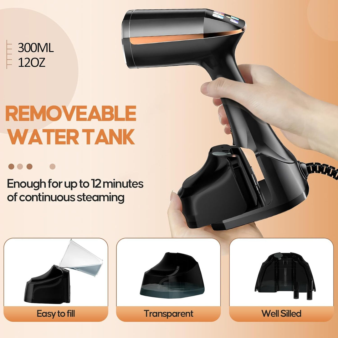 Steamer Dampfglätter Reise,Entfernung von Falten und Gerüchen,abnehmbarer 300ml Wassertank und LED-B