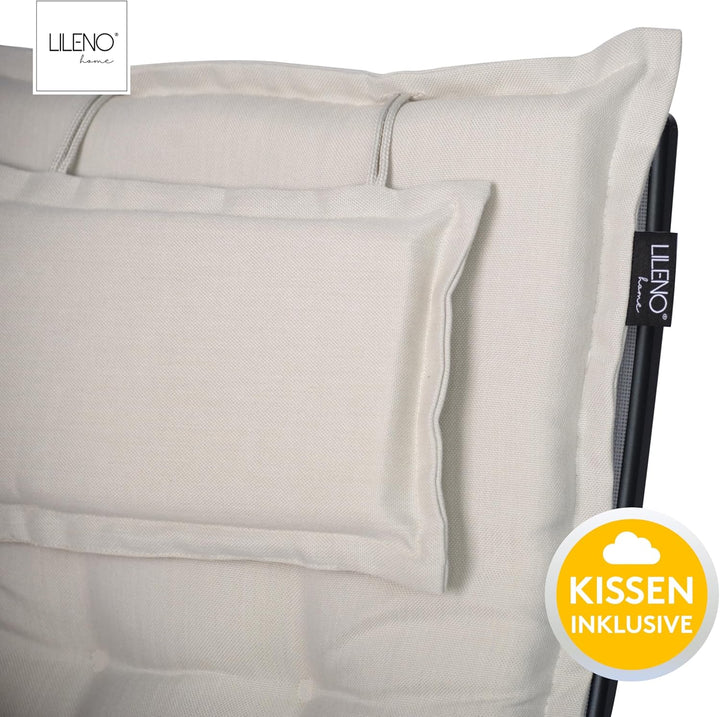 LILENO HOME Gartenstuhl Auflagen als [2er Set - Hochlehner] in Natur Y - Bequeme Liegen als Sitzaufl
