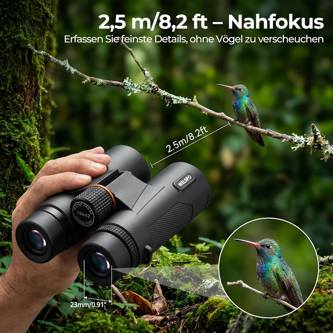 WELSPO Wasserdichtes Fernglas für Vogelbeobachtung, Reisen, Sternbeobachtung und Jagd