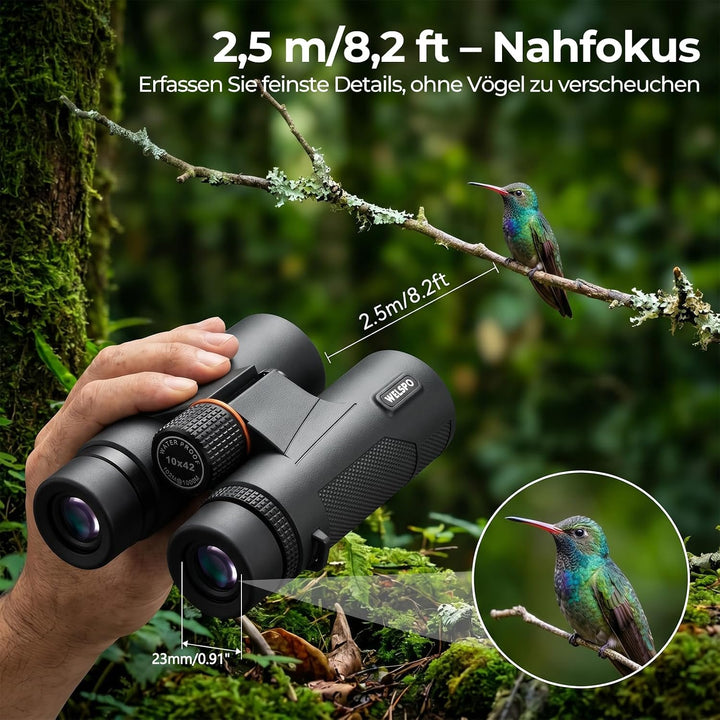 WELSPO Wasserdichtes Fernglas für Vogelbeobachtung, Reisen, Sternbeobachtung und Jagd
