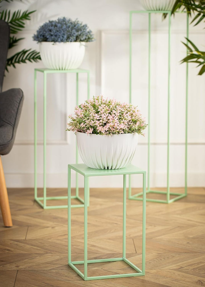 HowHomely Blumenständer Metall Grünblau 40 cm Hoch - Solider und Robuster Blumenhocker Metall - Pfla