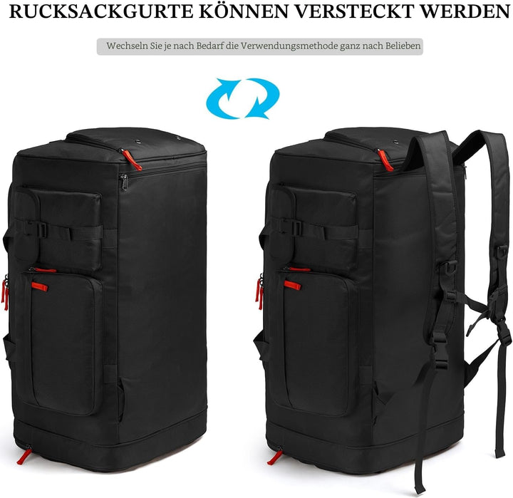 70L Sporttasche Herren Extra Gross Reisetasche Rucksack mit Schuhfach Wasserdicht Fitness Trainingst