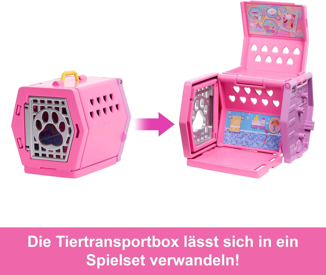 Barbie Chelsea Welpentrage-Spielset, kleine Blonde Puppe und Zubehör, Transportbox, mit Spielzeug fü