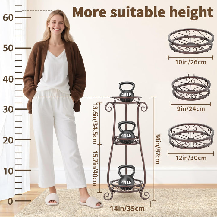 VASZOLA 3 Stufiger Hoher Metallpflanzenstand Indoor Outdoor Clearance, 35 Zoll Rostfreier Eisen-Blum