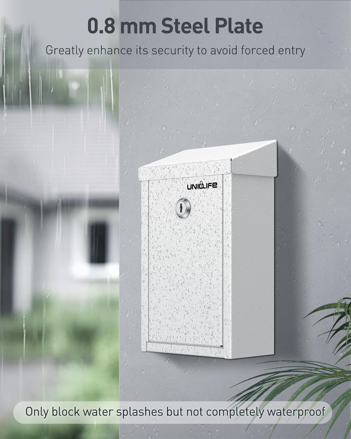 Uniclife Schlüsselkasten für den Aussenbereich, Spendenbox aus Metall in weiss mit Schlüsselschloss,