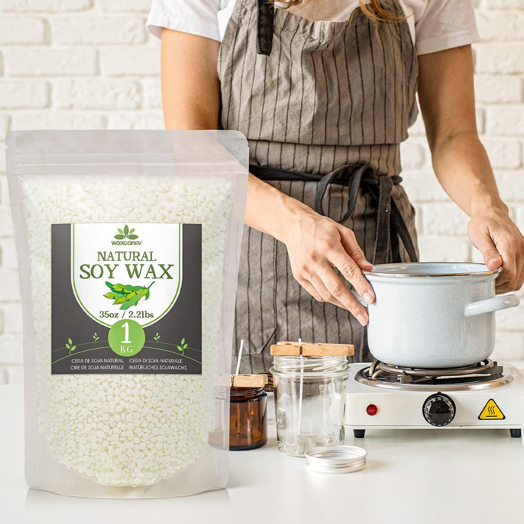 Sojawachs für Kerzen 1KG/5KG/10KG, Premium Kerzenwachs, Kerzenwachs zum Giessen &amp; Kerzenherstellung,