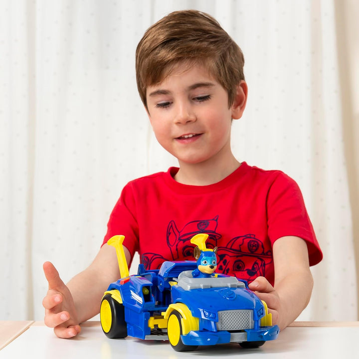 PAW PATROL Mighty Pups Super Paws - Chases verwandlungsfähiges Powered Up Fahrzeug mit Figur