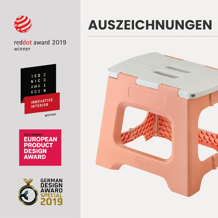 Vigar Kompakte Tritthocker Klappbar für Erwachsene, 27 cm, Klapphocker Faltbar 150 kg rutschfest, Le