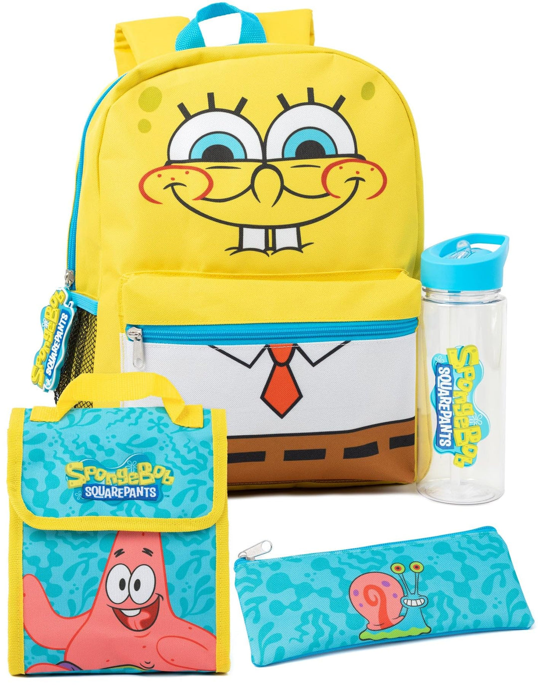SPONGEBOB SQUAREPANTS Rucksack für Kinder, Blau/Gelb, Schultasche, Patrick Gary, Merchandise, Federm