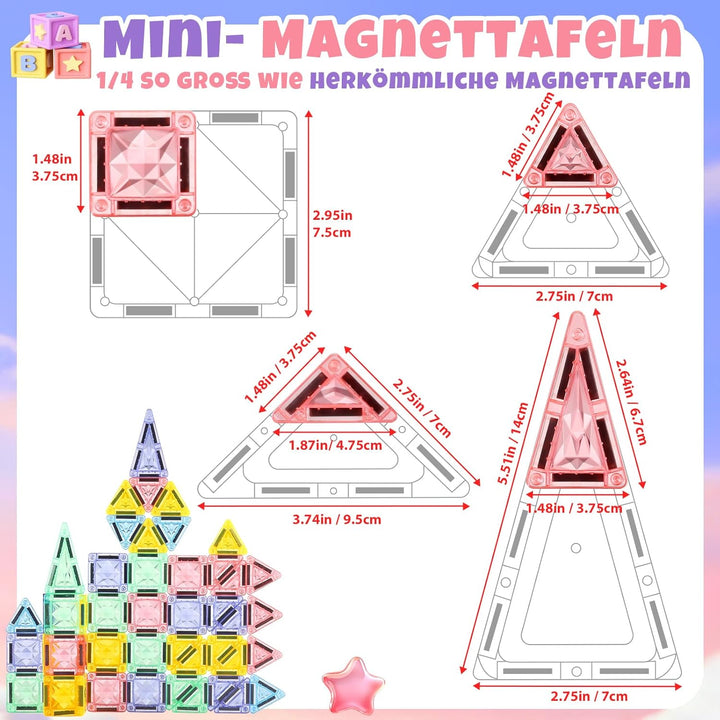 GAGAKU Mini Magnetische Bausteine Reisespielzeug 62 Teiles Magnetbausteine Resiseset Kinderspielzeug