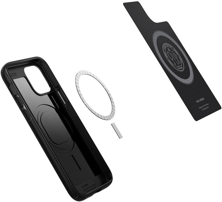 Spigen Mag Armor Hülle Kompatibel mit iPhone 12 Pro und Kompatibel mit iPhone 12 -Matte Black Matt B