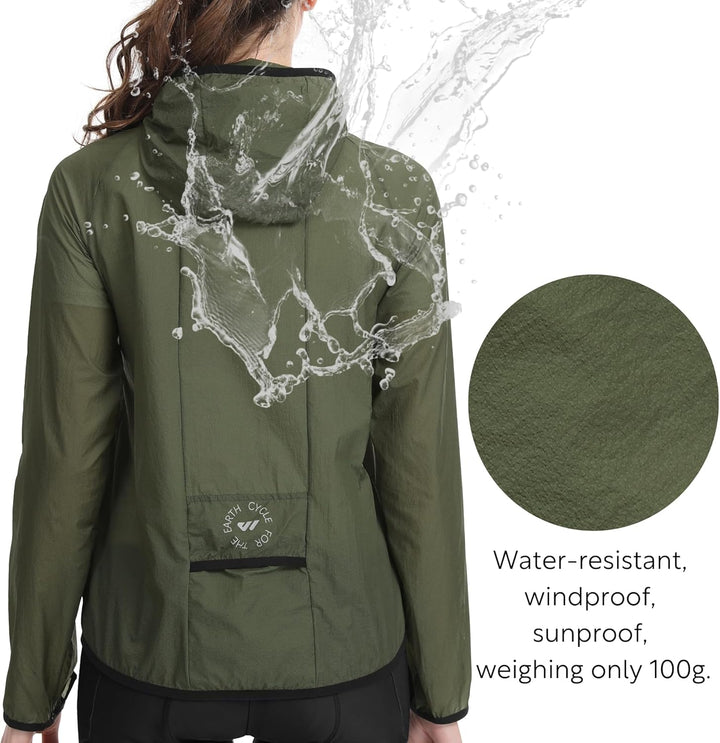 Wulibike Fahrradjacke Damen Faltbare Regenjacke Leicht und Atmungsaktiv Laufjacke Reflektierende Win