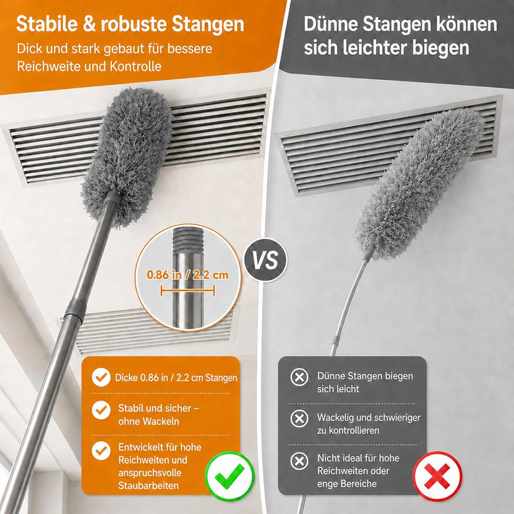 Terafeels 310 cm Staubwedel Lang Teleskop Waschbar, mit 1 Biegbare Eckbesen und 1 Spinnenwebenentfer