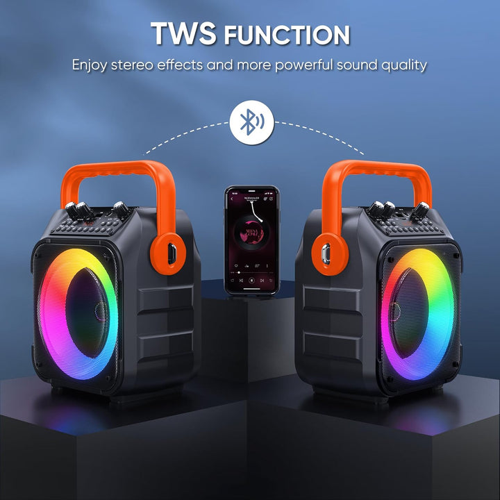 Wowstar Karaoke Maschine mit 2 Kabellose Mikrofone, Tragbare Bluetooth Lautsprecher Box für Erwachse