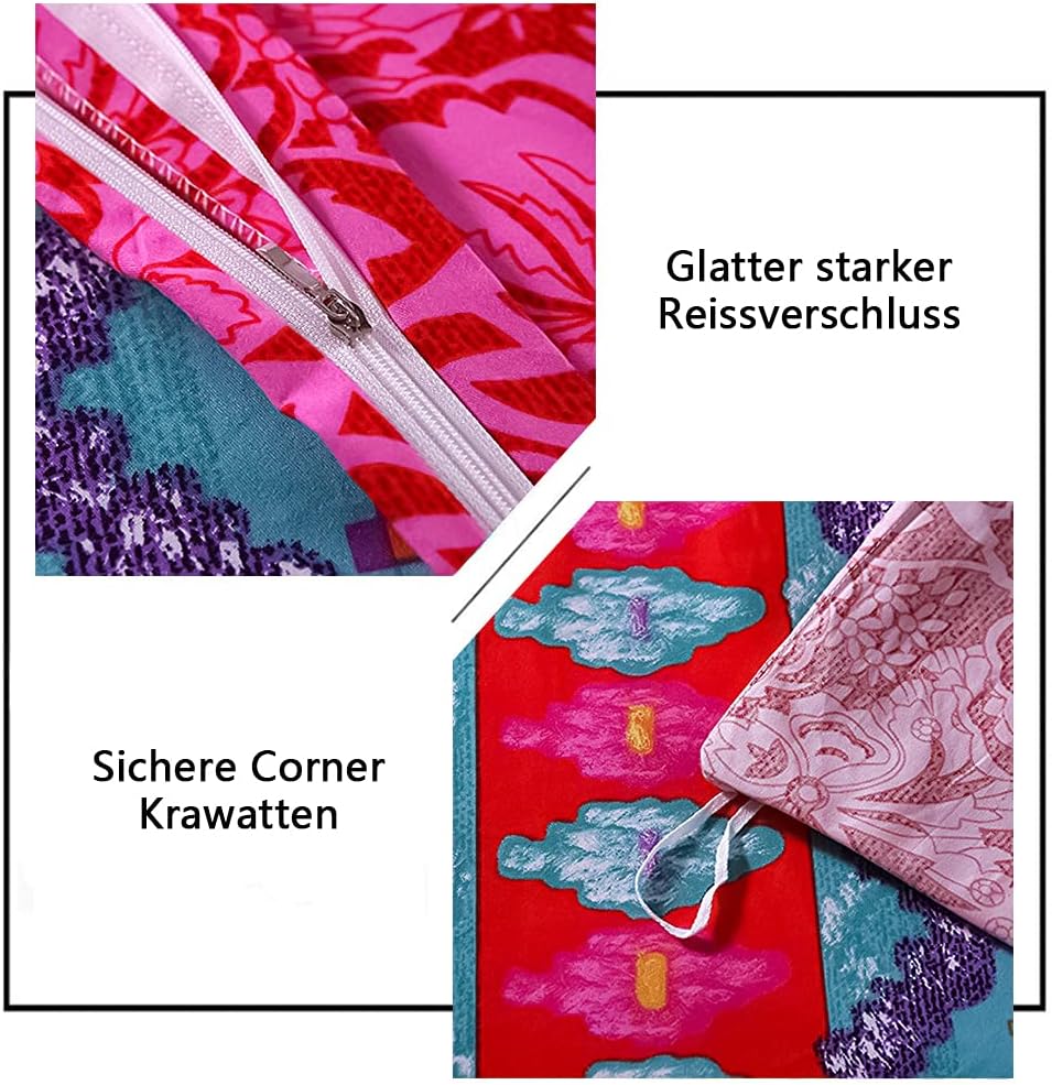 AShanlan Bohemian Bettwäsche Set 135x200 Blau Rot Boho Indisch Wendebettwäsche 2 Teilig 100% Mikrofa
