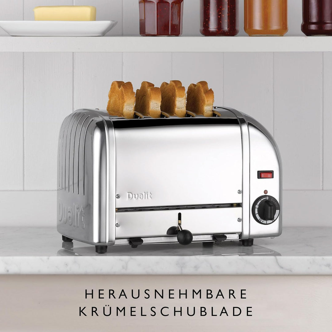 Dualit Classic Vario Toaster 4 Scheiben - Toaster Edelstahl Handgefertigt in GBR - Unique ProHeat® E