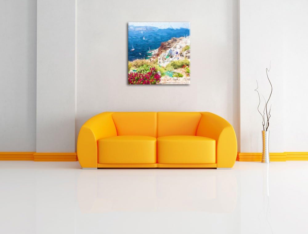 Pixxprint Griechische Küste als Leinwandbild/Grösse: 70x70 cm/Wandbild/Kunstdruck/fertig bespannt, 7
