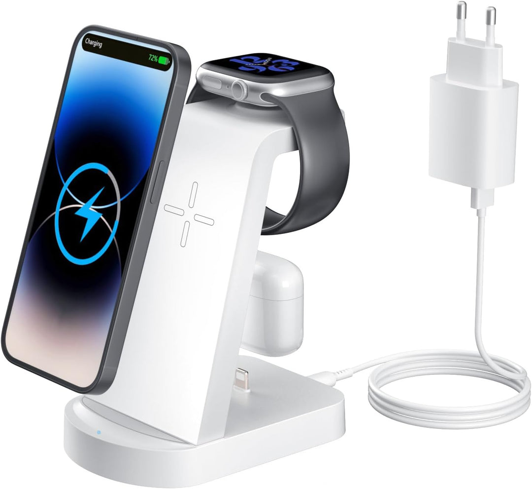 Kabellose Ladestation,Wireless Charger 3 in 1 induktive Kabelloses Ladegerät Mit 18W Adapter,kompati