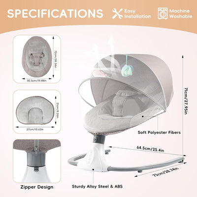 Babywippe, Elektrische Babyschaukel mit Musik,Elektrische Babywippe Monate Faltbar Abnehmbar und Was
