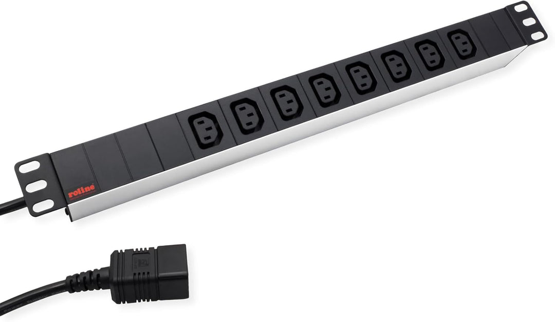 ROLINE 19"-Steckdosenleiste 8fach C13 + C20-Stecker, Aluminium, 2 m