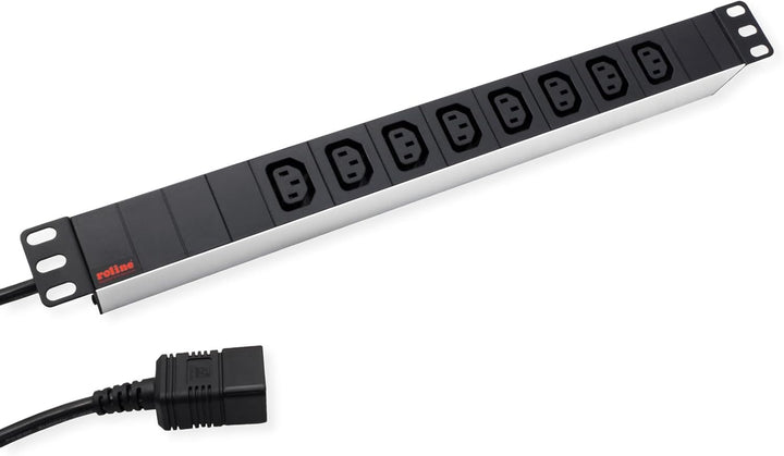 ROLINE 19"-Steckdosenleiste 8fach C13 + C20-Stecker, Aluminium, 2 m
