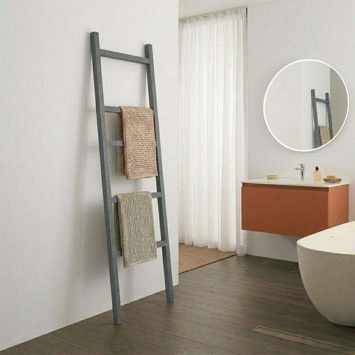 ARHome Dekorative Leiter Urban, 160 x 50 cm, Dunkler Beton, Handtuchhalter, Made in Italy, Dunkler B
