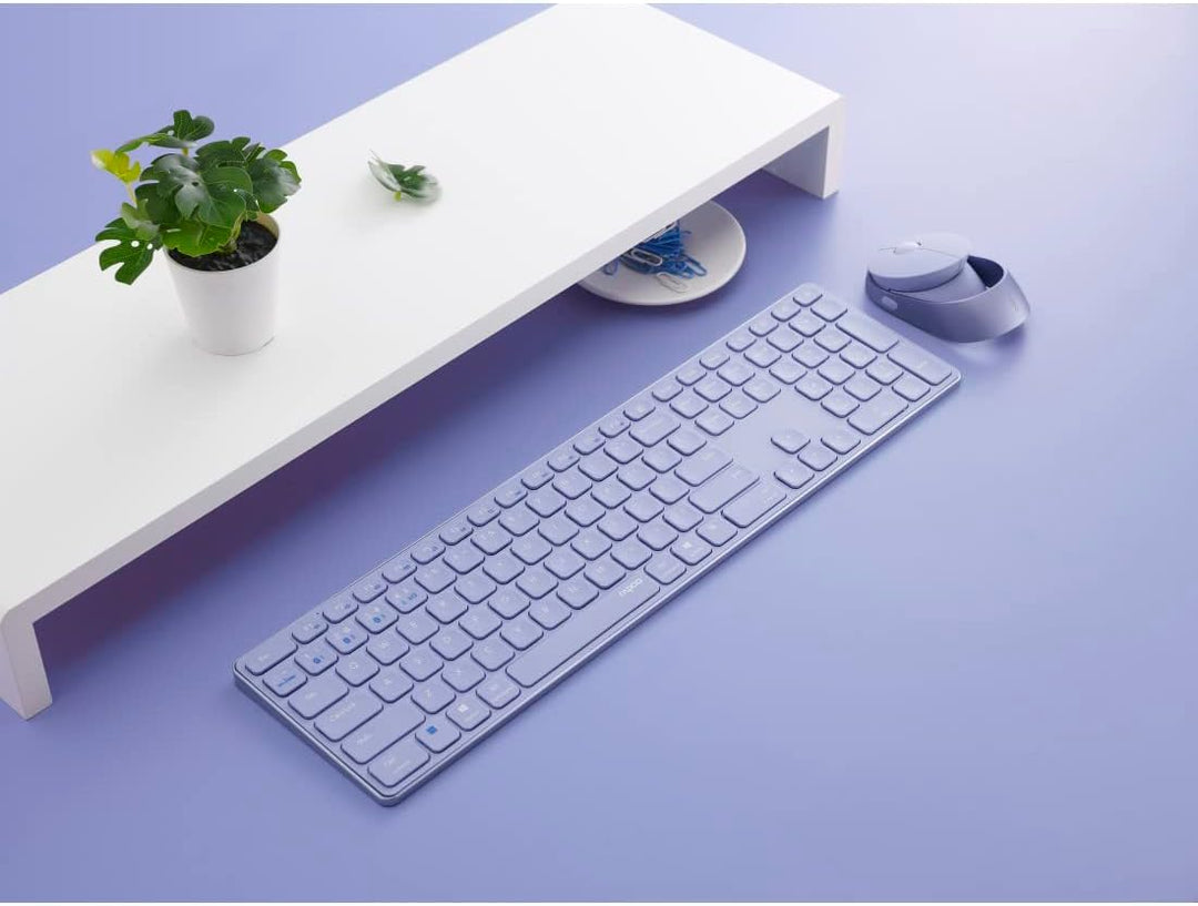 Rapoo 9850M kabelloses Tastatur-Maus Set Wireless Deskset 1600 DPI Sensor wiederaufladbarer Akku fla