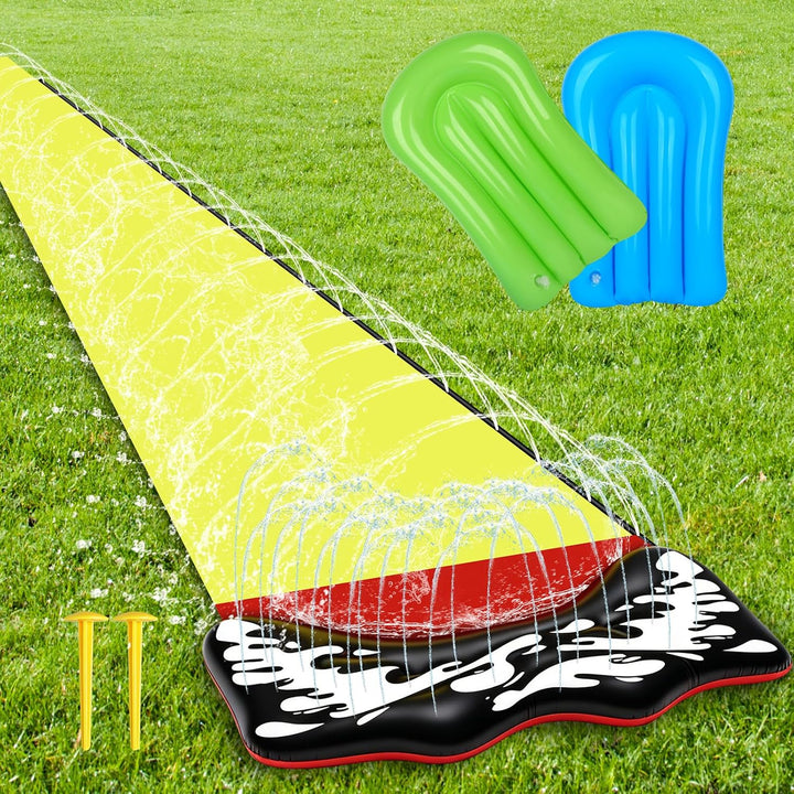 Wasserrutsche Garten für Kinder, 480 * 71cm Wasserrutschmatte mit 2 Bodyboards, Wasserrutsche Kinder