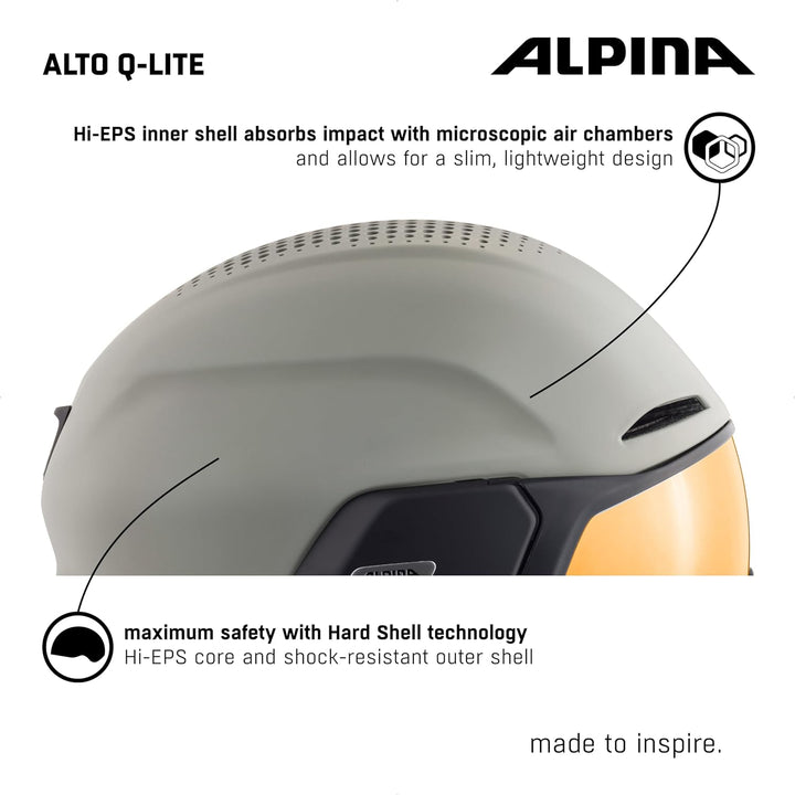 ALPINA ALTO Q-LITE - Sicherer, Stossabsorbierender & Individuell Anpassbarer Skihelm Mit Kontrastver