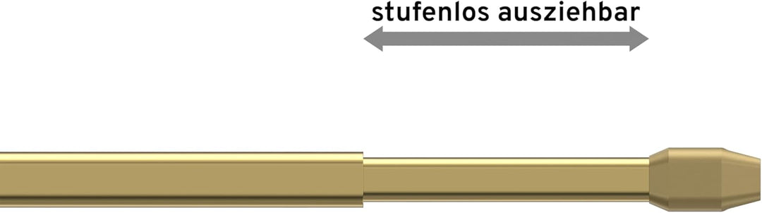 Interdeco Vitragestangen mit Klebehaken/Scheibenstangen Messing farbig (2 Stück), ausziehbar 80-140