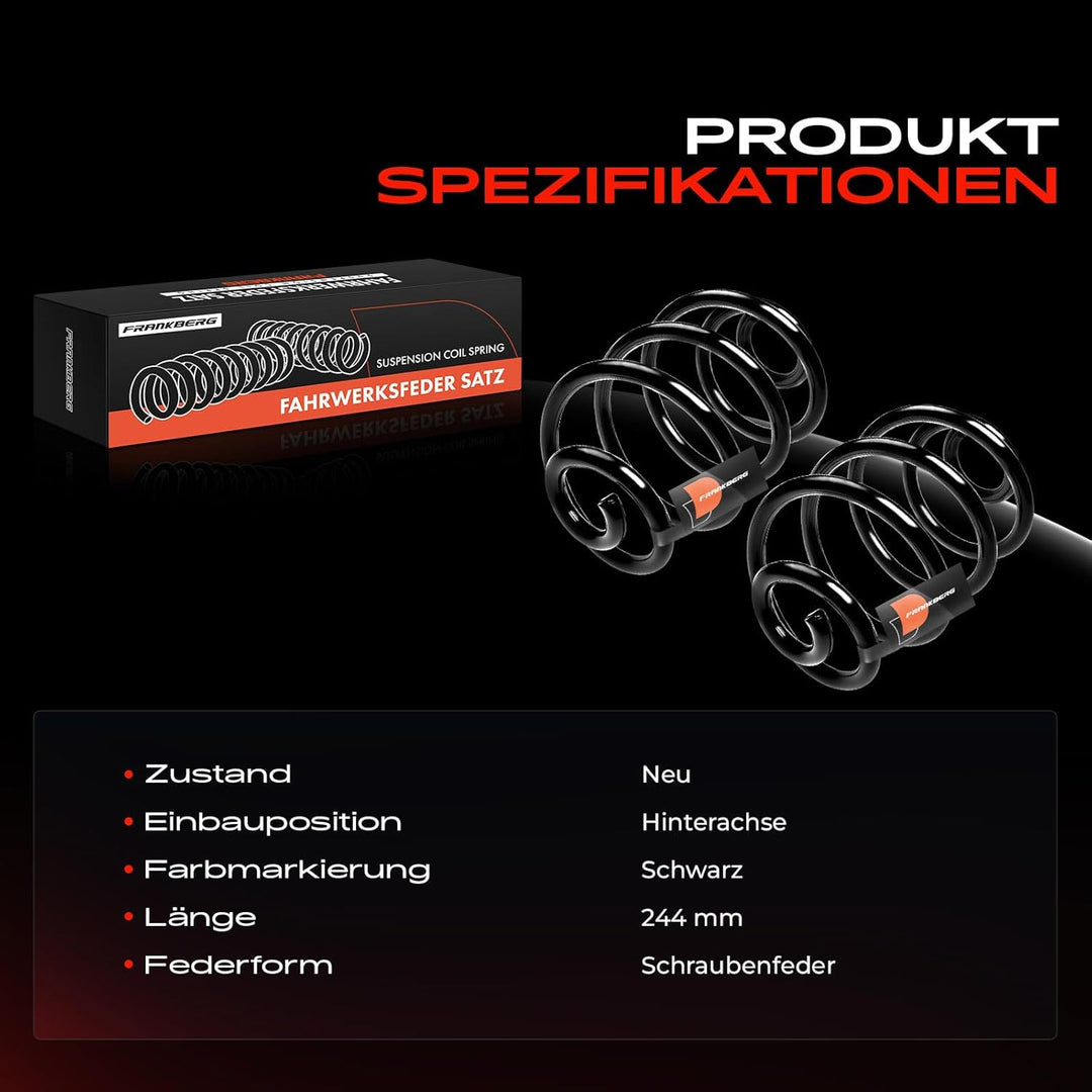 Frankberg 2x Federn Fahrwerksfeder Hinten Kompatibel mit Corsa C F08 F68 2000-2009 Corsa C X01 2000-