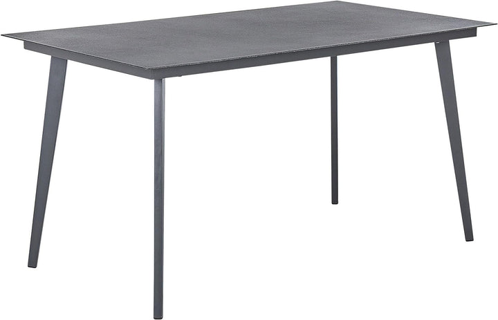 Gartentisch Aluminium Glasplatte Steinoptik rechteckig 140x80 cm grau Mileto