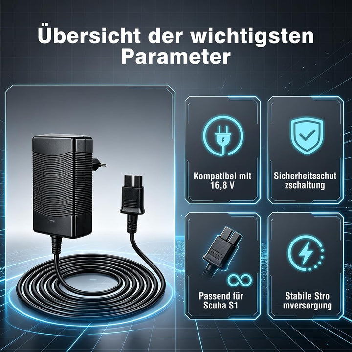 Ladegerät für Poolroboter, 16.8V Ladegerät für Aiper Scuba S1 Akku Roboter Pool Reiniger Kompatibel