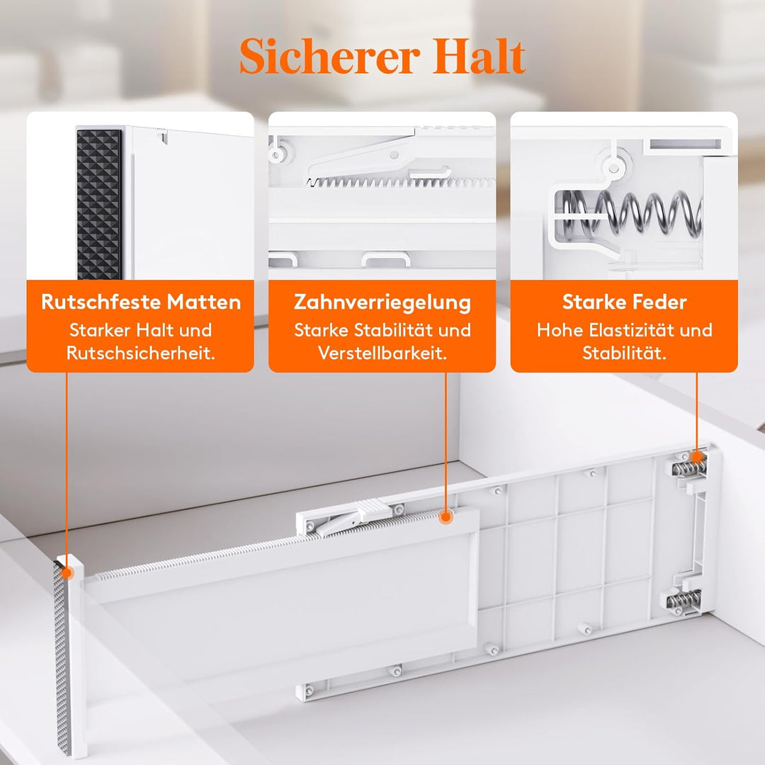 Lifewit 4 Set Schubladentrenner, Verstellbar Schubladen Trenner für Innenlänge 34–50cm & Höhe＞13cm O