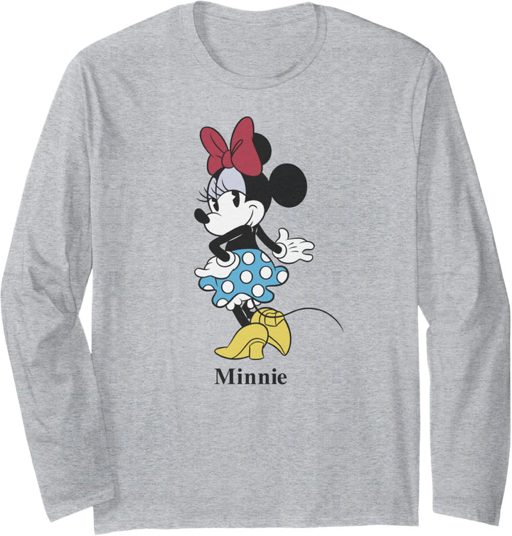 Disney Mickey And Friends Minnie Simple Text Portrait Langarmshirt
