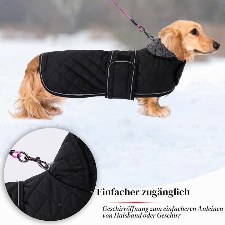 Geyecete - Warmer wintermantel für dackel Hunde,Hunde Winterjacken mit plüschfutter,Outdoor jacken m