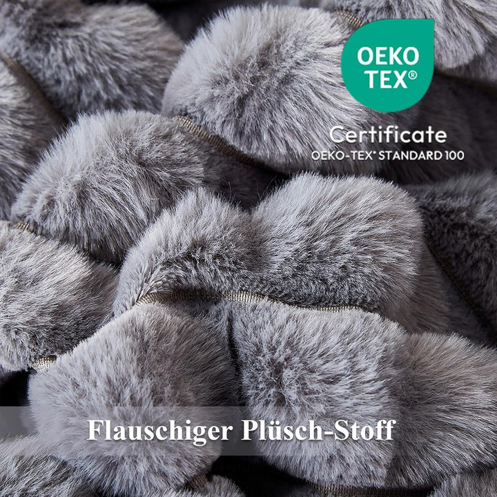 Tospass Plüsch Bettwäsche 200x220 cm 3 Teilig Winter Kaninchenfell Samt Bettwäsche Fleece Biber Grau