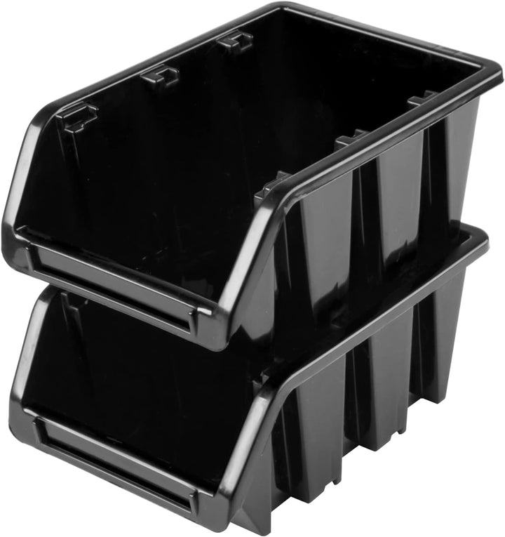 Lagersystem Werkstattregal | 115 x 39 cm | 55 stck. Box | Wandregal mit Stapelboxen - Wandplatten Ex