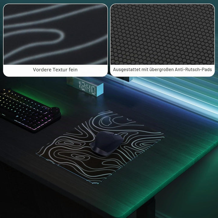 DAWNTREES Glas-Gaming-Mauspad, genaue und schnelle Mausverfolgung, gehärtetes Glas, rutschfeste Gumm