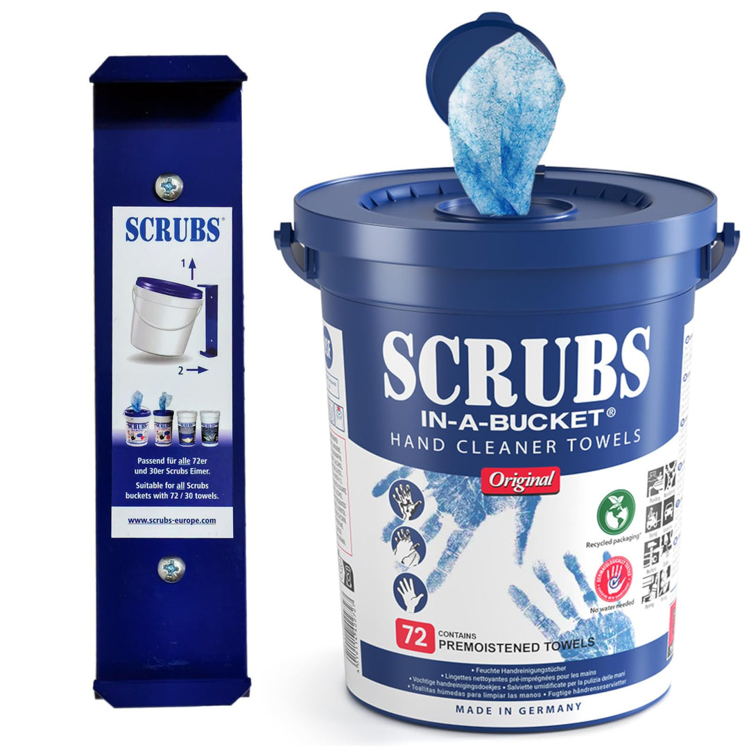 SCRUBS Reinigungstücher 72 Stück Scrubs-in-a-Bucket Werkstatt-Tücher inkl. passender Wandhalterung 1
