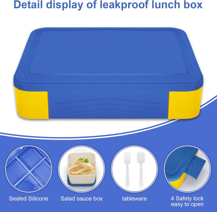 IJIAMY Brotdose Kinder mit Fächern, 1300ml Jausenbox Kinder, Auslaufsicher Bento Box, Lunchbox Kinde