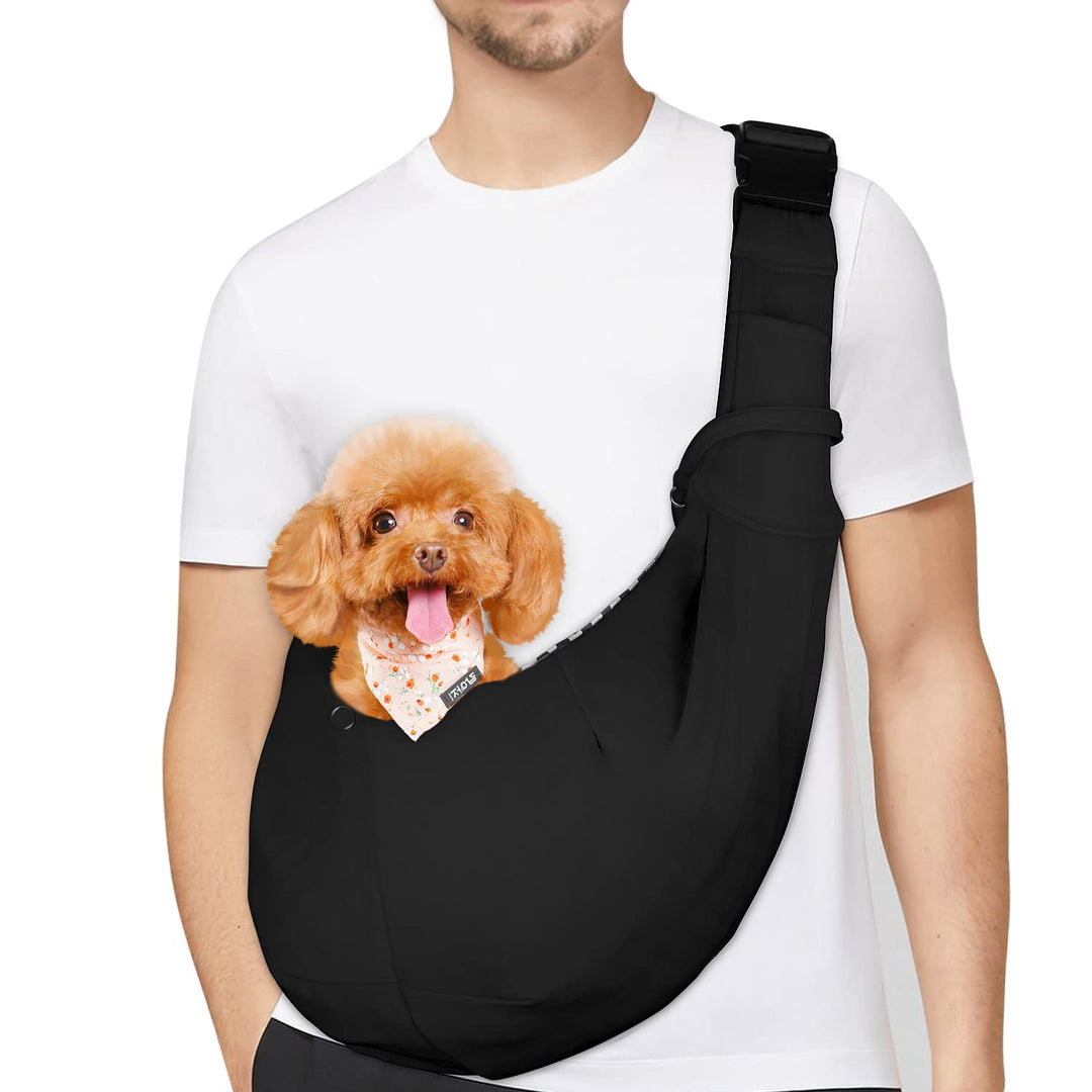 PetLoft Tragetuch Hund, Reversibel Kleine Hundetrage, Einstellbar Pet Tragetuch, Freisprecheinrichtu